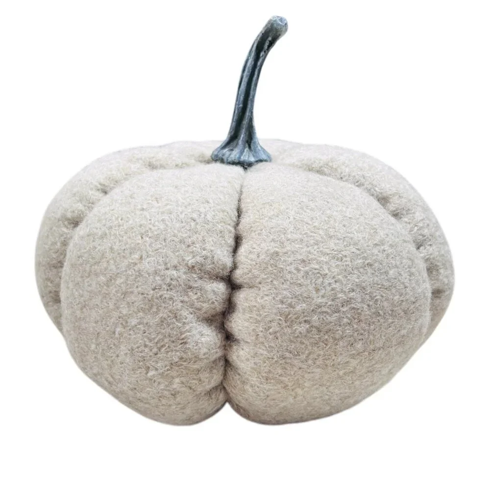 Plush Pumpkins Gingham Textiles Thanksgiving Fall Decoration Neutral